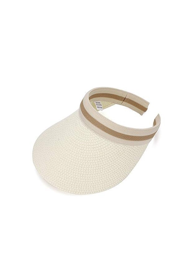 MK MATT KEELY Casquette Ouverte Femme Ete Grand Brim Plage Casquette De Paille, Beige, Taille Unique