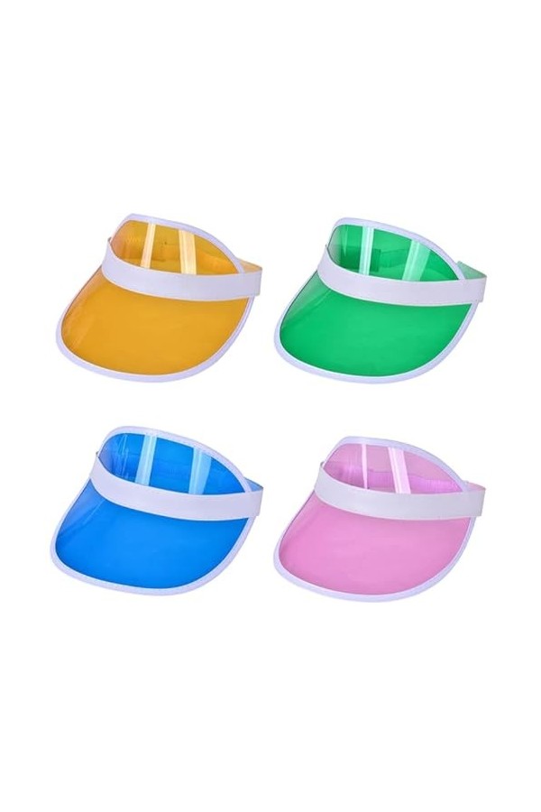 Hernin 4 Visières Pare-Soleil Néon,Casquette Unisexe rétro années 80 avec visière,Soleil Chapeau Visière Casquettes Vélo Sunh