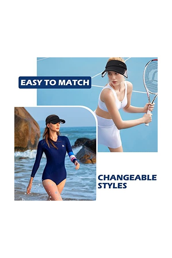 TAGVO Visière Femms avec Bord Rétractable, Élastique Casquette Visière Sport Tennis Golf, Casquette Visières Visières de Sole