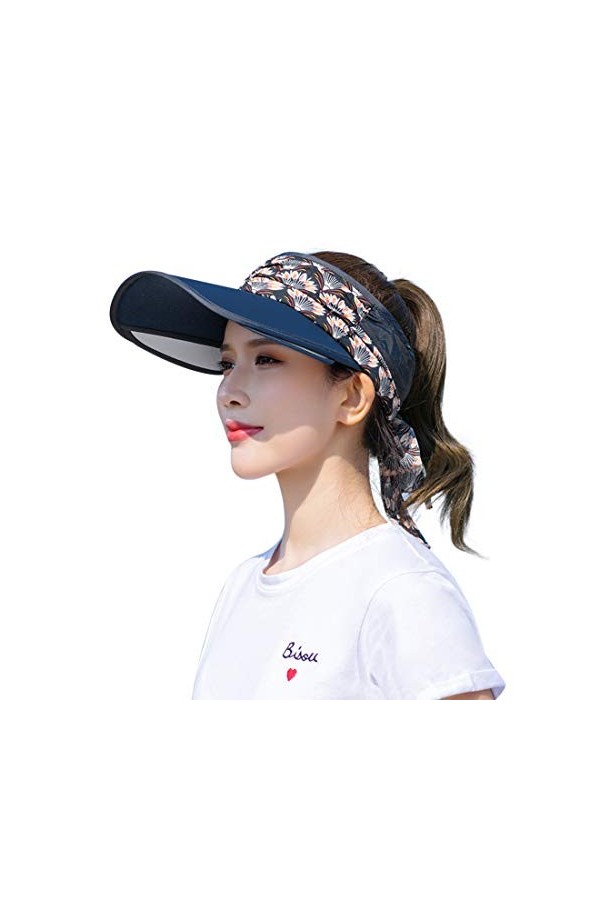 JIAHG Casquette Visière Sports Femme été Casquette Pare-Soleil Bord Large Top Vide Chapeau de Soleil Visière Anti-UV Serre-tê