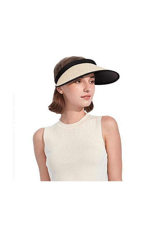 CLAPE Casquette Visiere Femme à Large Bord Visières de Soleil UPF50+ UV Protection Sun Visor Cap Chapeau de Soleil Dété Pail