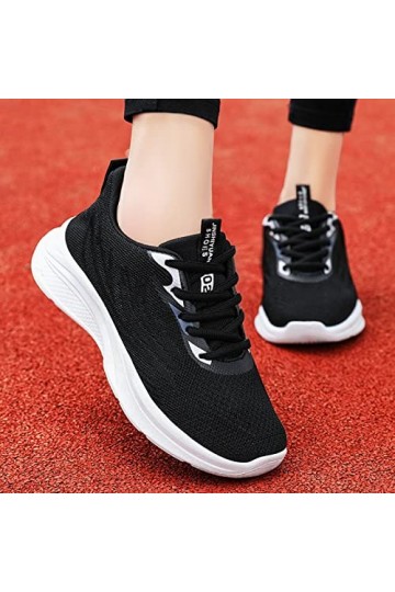 Baskets pour femme - Rouge - Mode été - Chaussures de sport - Fond plat - Non slip - Maille respirante - Matériau extérieur c