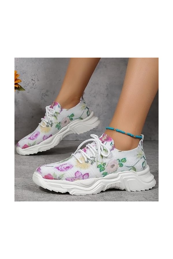 Baskets Mode Femme Sneakers Tennis Chaussures De Toile Chaussures de Running Sport Confortables Pas Cher Mode LéOpard Respira