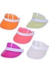 5 Pièces Chapeaux Transparent Plastique, Casquette de Tennis de Plage, Chapeau de Soleil avec Visière de Soleil Transparent, 