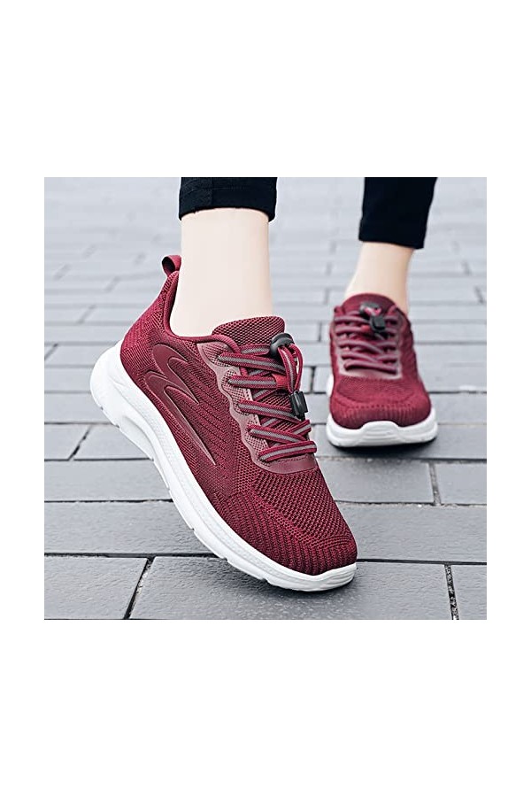 Baskets décontractées pour Dames Mode été et Automne Femmes Baskets Chaussures Mouche tissé Maille Respirant Confortable lége