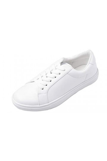 Feversole Womens Featured PU Leather Lace-Up Sneaker,Baskets à Lacets en Cuir PU pour Femme Plaine Noir Taille 37