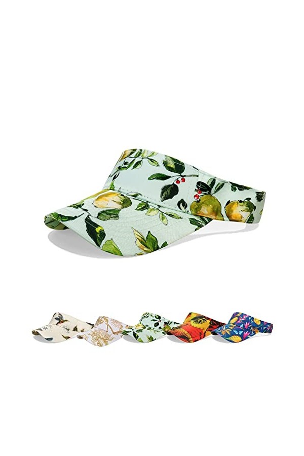 BLURBE Casquette Visière Femme - Visière de Golf Tennis Visière Soleil Unisexe Sport Hat Réglable Visiere Imprimé Floral Coul