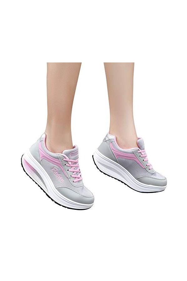 Rehaussement Doux Bas Chaussures Femmes Baskets Maille Chaussures à Bascule Mode Baskets pour Femmes Bottes Hautes Noires pou