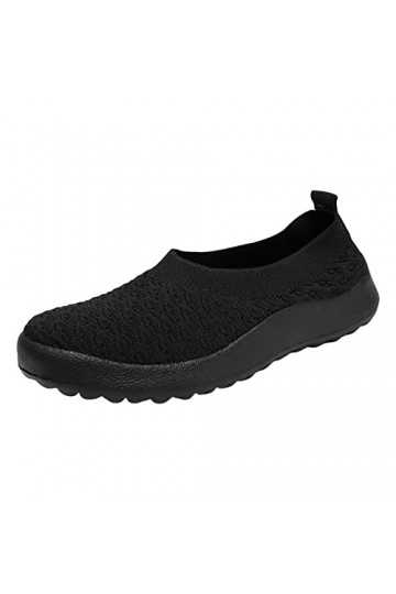 Baskets Femme Chaussure de Course Basket Mode été Femmes Chaussures de Sport Fond Plat léger sans Lacet Couleur Unie Style Mo