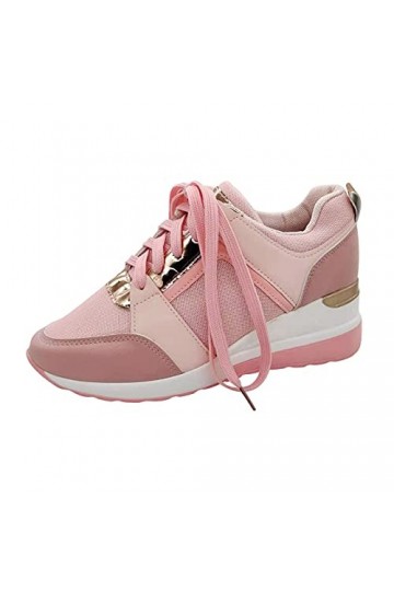 lcybem Compensé Mode Baskets Femme Respirant Chaussures de&nbsp;Course Confortable Chaussures de Sport Legere Fitness Sneakers Ros