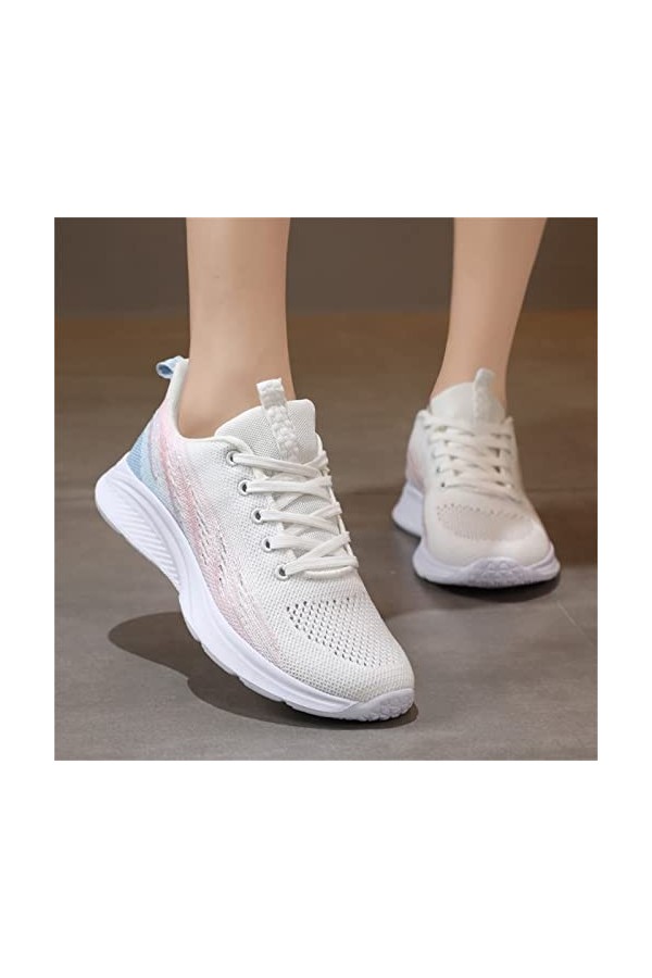 Générique Baskets décontractées pour Dames Mode été Femmes Baskets Maille Respirant Confortable léger coloré décontracté Pin