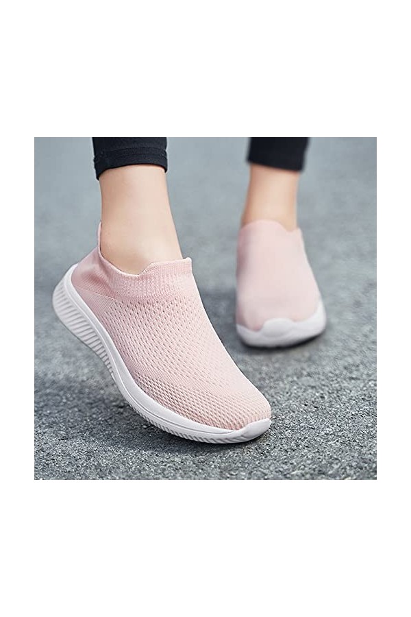 FNKDOR Baskets Femmes Mode Chaussures de Sports Course Sneakers Baseball Fitness en Plein Air C Rose,41 