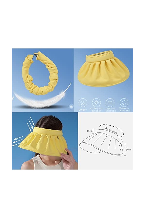 DoDuo Visière Femme, Anti UV Casquette Visière Pliable Casquette de Protection Solaire UPF50+ pour Le Tennis, Plein Air Loisi