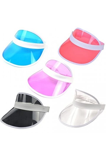5 Pièces Chapeaux Transparent Plastique, Casquette de Tennis de Plage, Chapeau de Soleil avec Visière de Soleil Transparent, 