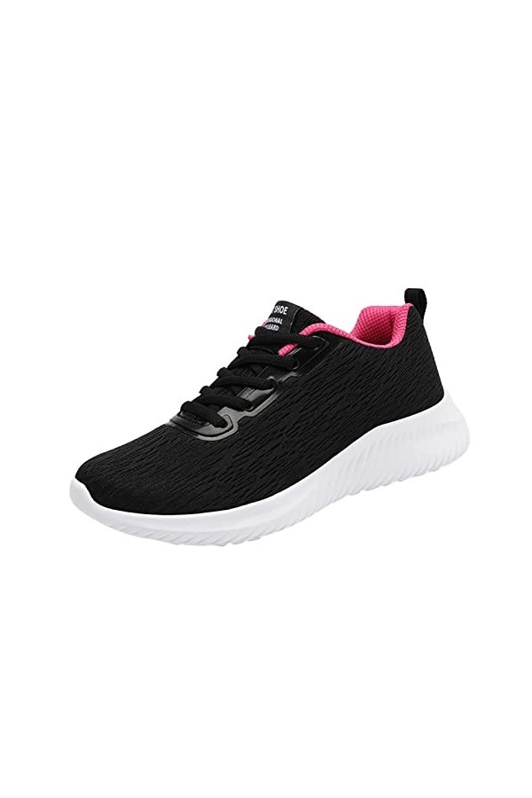 chhoioia Cher Mode été et Automne Femmes Baskets Volant tissé Maille à Lacets Couleur Unie léger décontracté Compensées Rouge