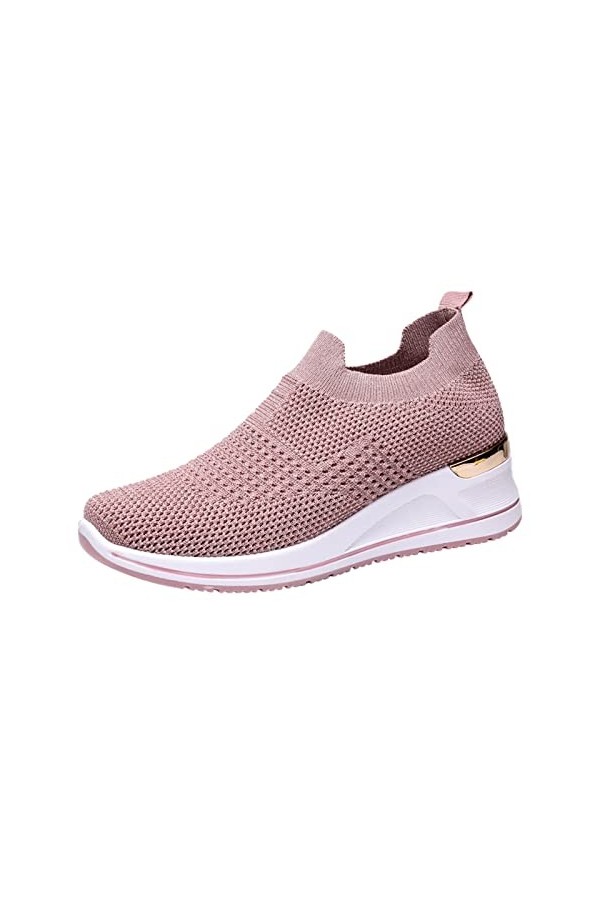 Baskets Mode Femme en Plein air Wedge Sport Running Casual Trainer Chaussures Mesh Chaussures de Fitness Loisirs Respirant Fe