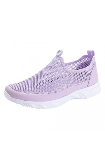 Baskets Femme Chaussures de Sport Running Femmes Baskets Mode été Nouveau modèle Couleur Unie Maille Creuse Respirant Plat Ch