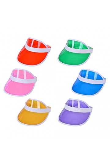 Visières Pare-Soleil Néon, Lot de 6 80s Bouchon de Protection Retro, Chapeau de Soleil dété Unisexe en Plastique Visor Sport