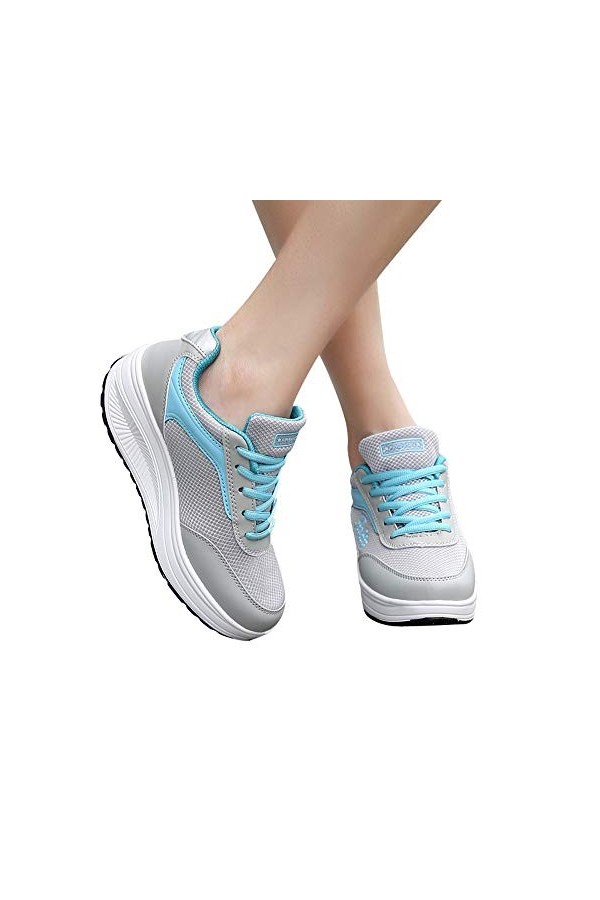 chhoioia Sandales Plateforme Chaussures de rehaussement baskets à la mode chaussures pour femmes à fond en maille baskets pou