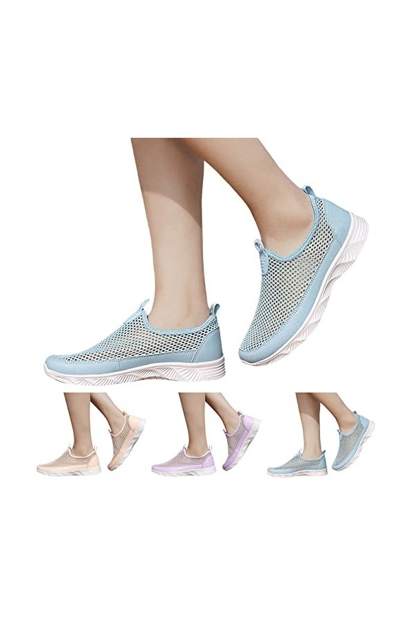 Chaussures Femme Confortable Sneakers Femmes Baskets Mode été Nouveau Couleur Unie Maille Creuse Respirant Fond Plat Chaussur