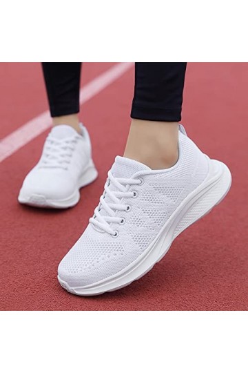 Chaussures Femme Cuir Marron Talon Points Mode Maille décontracté Dames Chaussures Plat à Lacets Coupe Basse Baskets Respiran