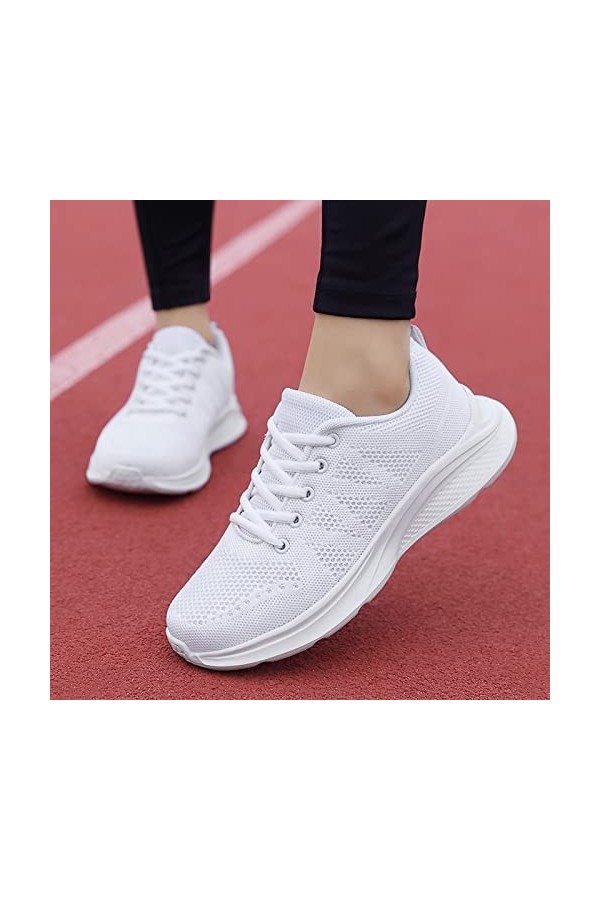 Chaussures Femme Cuir Marron Talon Points Mode Maille décontracté Dames Chaussures Plat à Lacets Coupe Basse Baskets Respiran