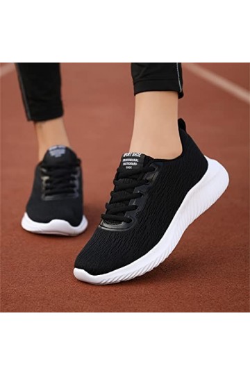 chhoioia Cher Mode été et Automne Femmes Baskets Volant tissé Maille à Lacets Couleur Unie léger décontracté Compensées Rouge