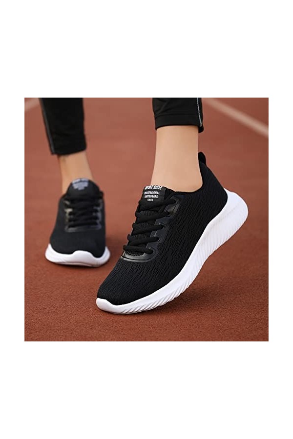 chhoioia Cher Mode été et Automne Femmes Baskets Volant tissé Maille à Lacets Couleur Unie léger décontracté Compensées Rouge