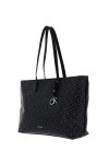 Calvin Klein Cabas Femme Sac Ck Must Shopper Medium Mono Fermeture Éclair, Noir Black Mono , Taille Standard