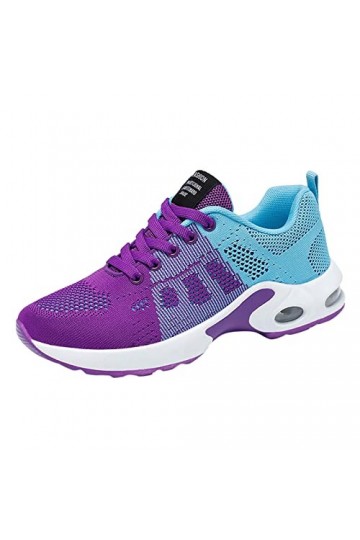 Hasagimol Mode été et Automne Femmes Coussin dair Plat léger à Lacets décontracté Baskets pour Femme en Liquidation Mode Pu