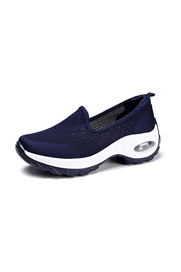 Yeeteepot Chaussures de Marche pour Femme Décontractées Sneakers Compensées Fitness Baskets Respirantes Maille Sport Sandales