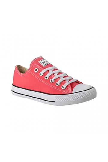 Elara Unisexes Baskets en Textile Low Top Chunkyrayan ,All Red,40 EU