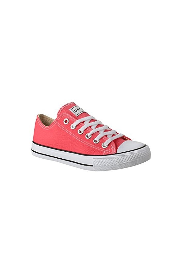 Elara Unisexes Baskets en Textile Low Top Chunkyrayan ,All Red,40 EU