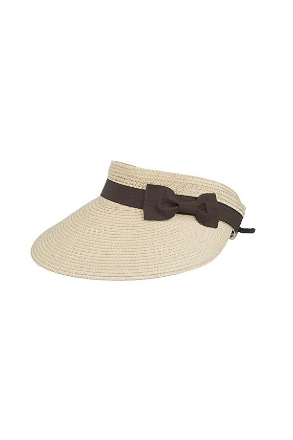 Chennuo Visière en Paille Femme Pliable Été Visière Anti Soleil Plage Casquettes Visières Beige 