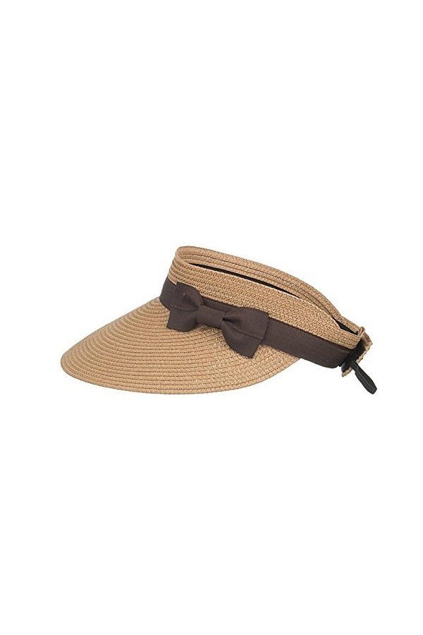 Chennuo Visière en Paille Femme Pliable Été Visière Anti Soleil Plage Casquettes Visières Beige 