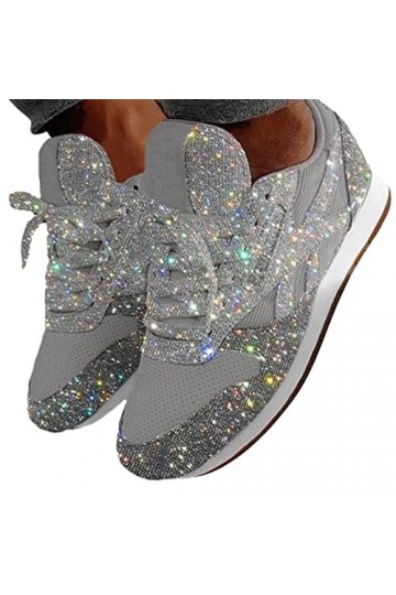 tinbarry Baskets à Paillettes pour Femmes, Baskets à Paillettes pour Femmes, Chaussures de Sport à Enfiler, Chaussures de Cou