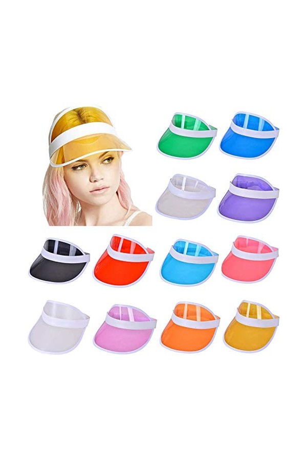 CHAOEN Unisexe Style des années 80 Rétro Néon Visière en Plastique Couleur Bonbon Bandeau Réglable Casquette Golf Tennis Cerf