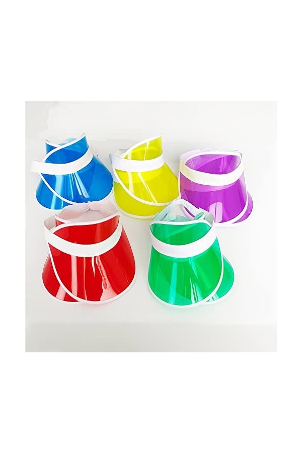 10 Pièces Chapeaux Transparent Plastique, Casquette de Tennis de Plage, Chapeau de Soleil avec visière de Soleil Transparent,