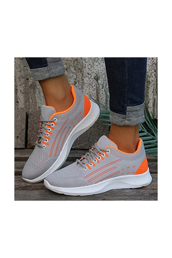 Basket Femme Chaussure de Course Marche Baskets Mode Femmes Baskets Confort Femmes Chaussures décontractées Femmes Gris Coule