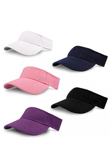 Lot de 5 Casquette Visiere Mixte Réglable pour Tennis, Golf, Course - Visiere Soleil 5 Couleurs, Blanc, Rose, Violet, Noir et
