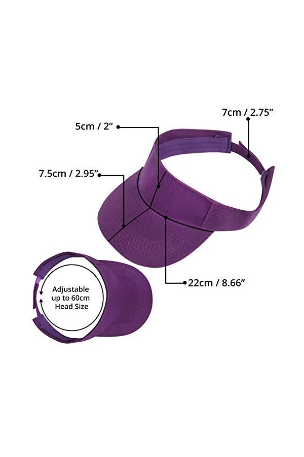 Lot de 5 Casquette Visiere Mixte Réglable pour Tennis, Golf, Course - Visiere Soleil 5 Couleurs, Blanc, Rose, Violet, Noir et