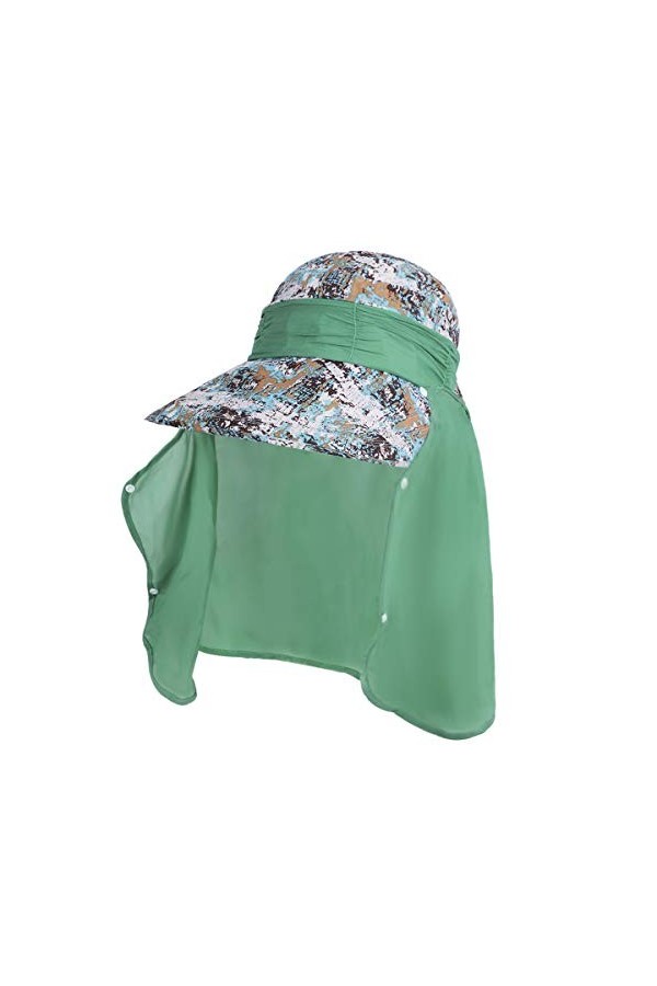 RUIXIA Chapeau de Soleil Femme avec Protège Nuque Amovible Casquette Grande Visière Femme Casquette Protection 360°Contre Le 