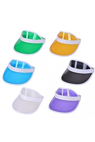 6 Pcs Unisex Neon Sun Visors for Men Women,Visiere Transparente Casquette,Casquette Visiere Plastique,80 RéTro Fluo avec Visi