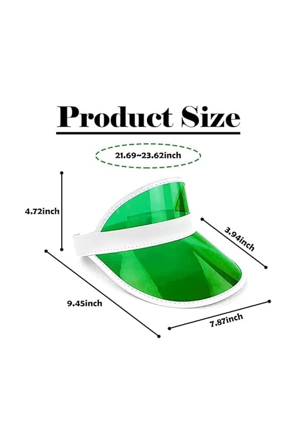 6 Pcs Unisex Neon Sun Visors for Men Women,Visiere Transparente Casquette,Casquette Visiere Plastique,80 RéTro Fluo avec Visi