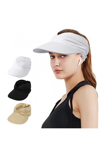 TAGVO Visiere Casquette Femme,de Soleil à Large Bord Extérieur,Chapeau de Plage de Protection Solaire UPF50+ Pliable et à séc