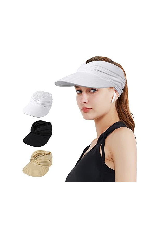 TAGVO Visiere Casquette Femme,de Soleil à Large Bord Extérieur,Chapeau de Plage de Protection Solaire UPF50+ Pliable et à séc