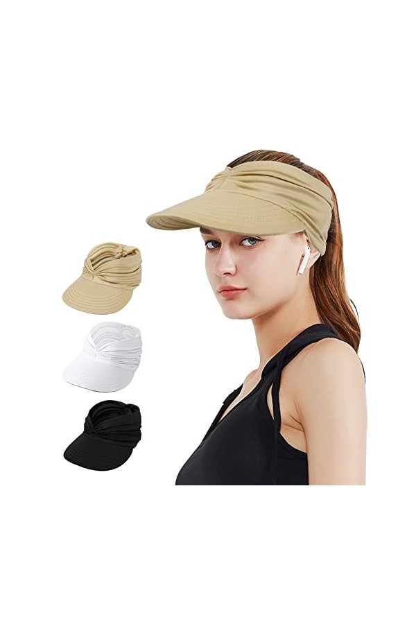 TAGVO Visiere Casquette Femme,de Soleil à Large Bord Extérieur,Chapeau de Plage de Protection Solaire UPF50+ Pliable et à séc