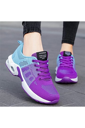 Hasagimol Mode été et Automne Femmes Coussin dair Plat léger à Lacets décontracté Baskets pour Femme en Liquidation Mode Pu