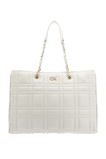 Calvin Klein Re-Lock Quilt Tote Ecru