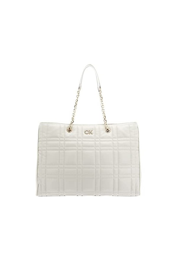 Calvin Klein Re-Lock Quilt Tote Ecru